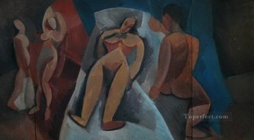 パブロ・ピカソ Painting - 人物と一緒に横たわるヌード 1908年 パブロ・ピカソ